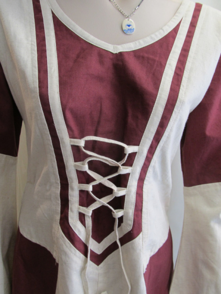 Ladies Medieval Dress Nature/Burgundy